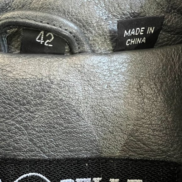 PELLE PELLE Marc Buchanan grey black embellished leather bomber jacket 42 - Picture 16 of 16